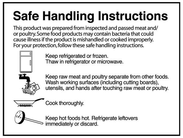 Safe handling instructions example.